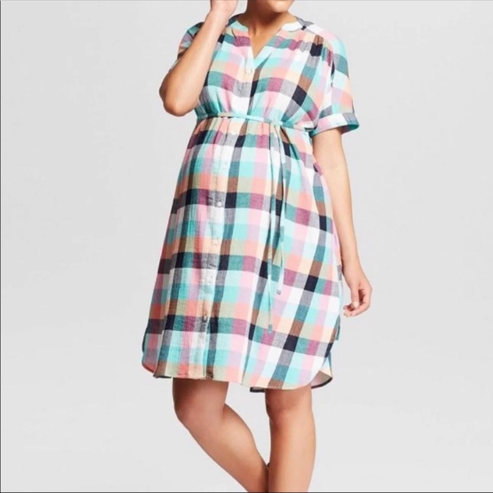 NWT✨ Isabel Maternity Plaid Button Dress